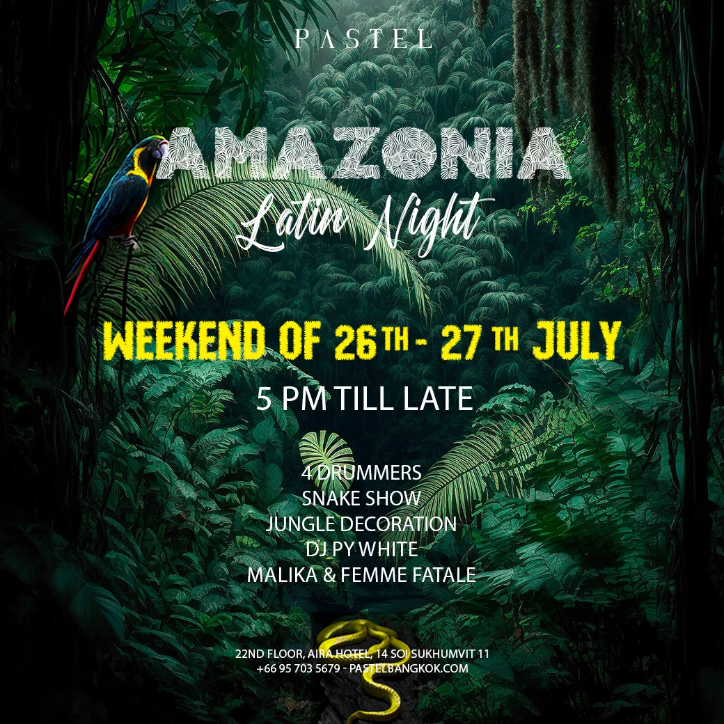 Amazonia's event banner square on week-end 26th and 27th July