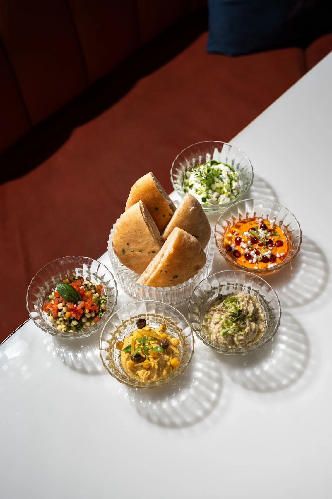 Picture of a delightful mezze plater to share at Pastel, a mediterranean restaurant in Bangkok