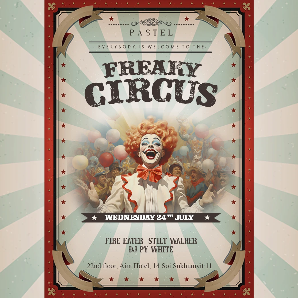 freaky circus banner square on Wednesday 24th July