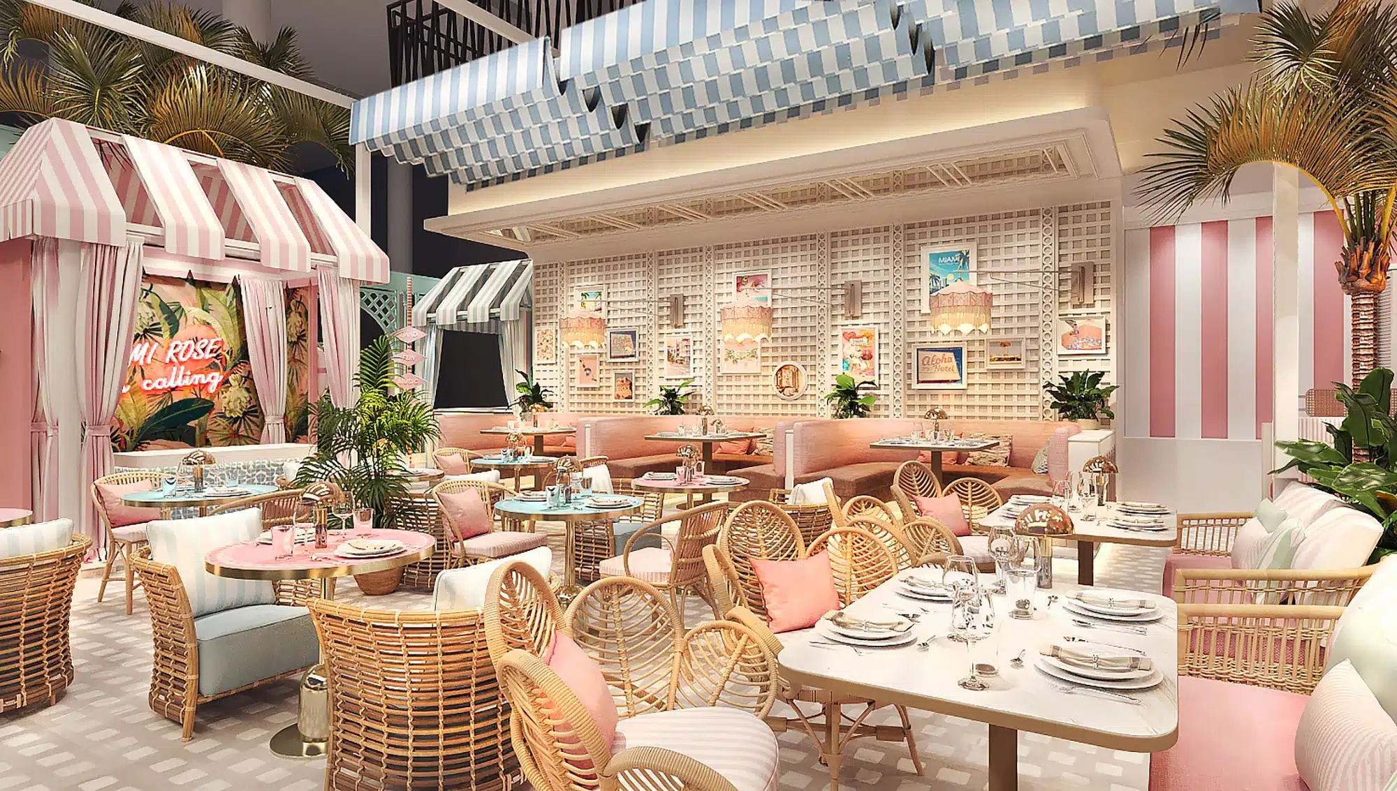 We can see the 3D plan of the main room in Mami Rose Restaurant located in EmSphere mall in Bangkok