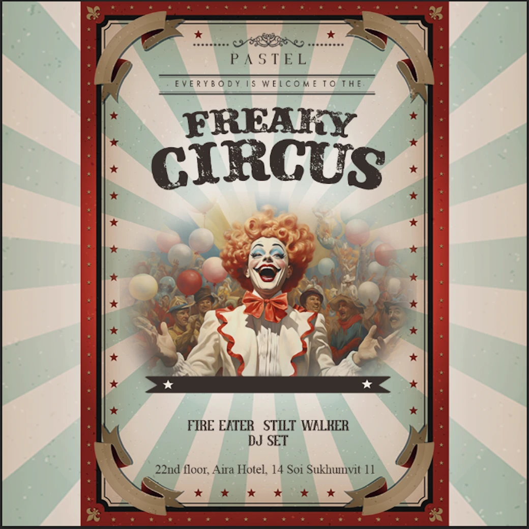 Freaky circus event banner square at Pastel Bangkok Rooftop Bar