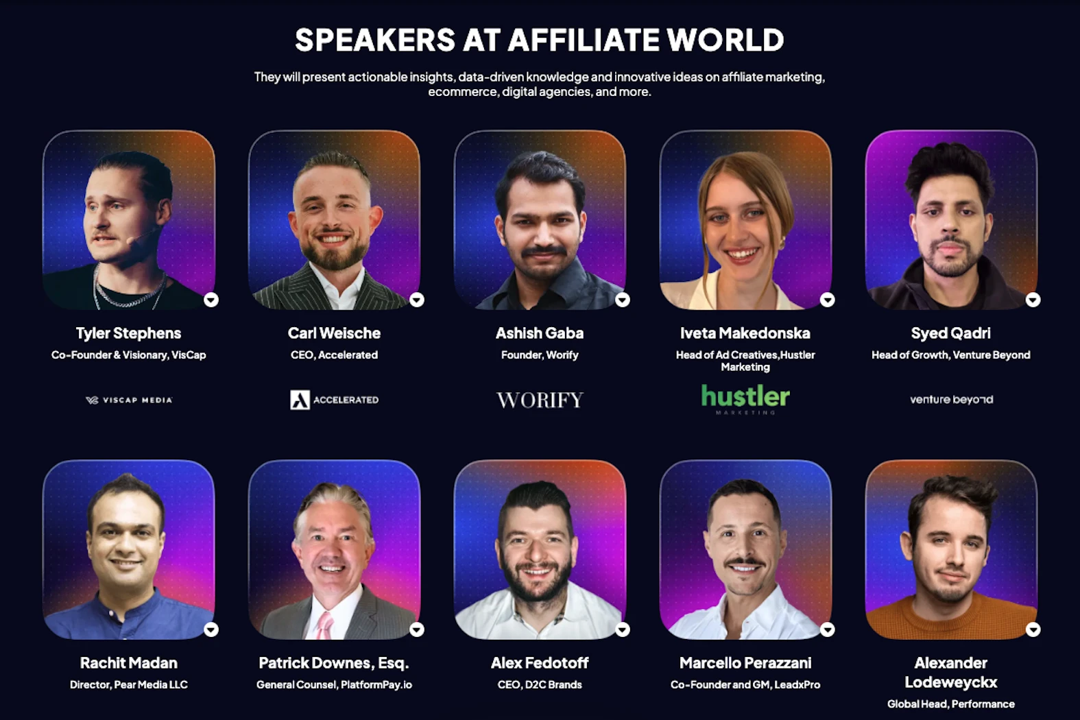 this is all the speakers for Affiliate World Asia in Bangkok