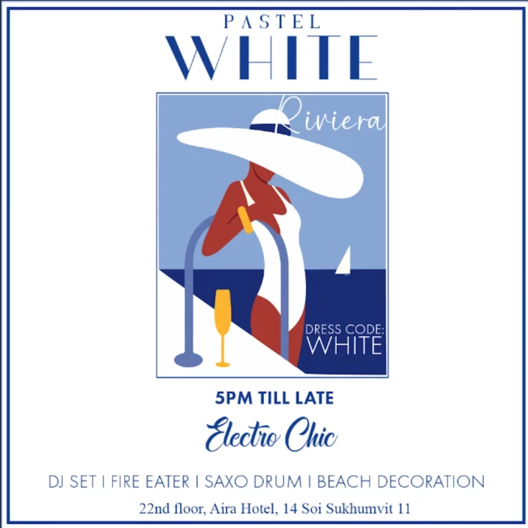 Event banner of White Riviera party at Pastel Bangkok Rooftop Bar